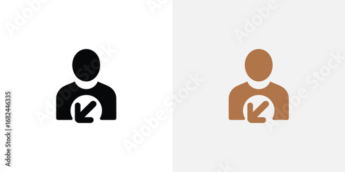 Person with Arrow Symbol Points to Self or Downwards Isolated Icon Illustration
