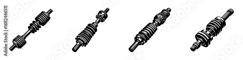 Modern Minimalist Axle Icon, Flat Silhouette of an Automotive Drivetrain Component Vector for Vehicle Illustration Design