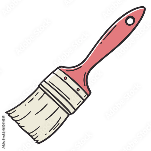 Pink handled paintbrush with cream bristles tool