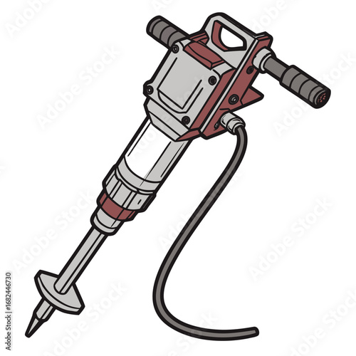 Pneumatic drill tool with grey and red accents jackhammer