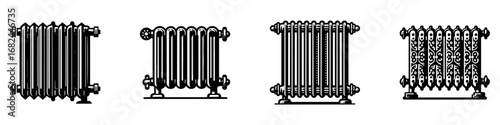 Vintage Hand-Drawn Radiator Illustration, Cooling Engine Engraved Vector for Automotive and T-Shirt Design