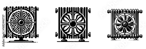 Modern Minimalist Cooling Fan Icon, Flat Silhouette of an Air Appliance Vector for Home Appliance Illustration Design