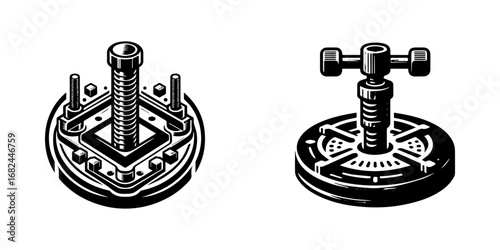 Modern Minimalist Shaft Gearbox Icon, Flat Silhouette of a Mechanical Transmission Vector for Automotive and Industrial Illustration Design