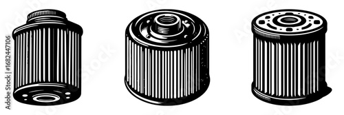 Modern Minimalist Oil Filter Icon, Flat Silhouette of an Engine Maintenance Part Vector for Automotive Illustration Design