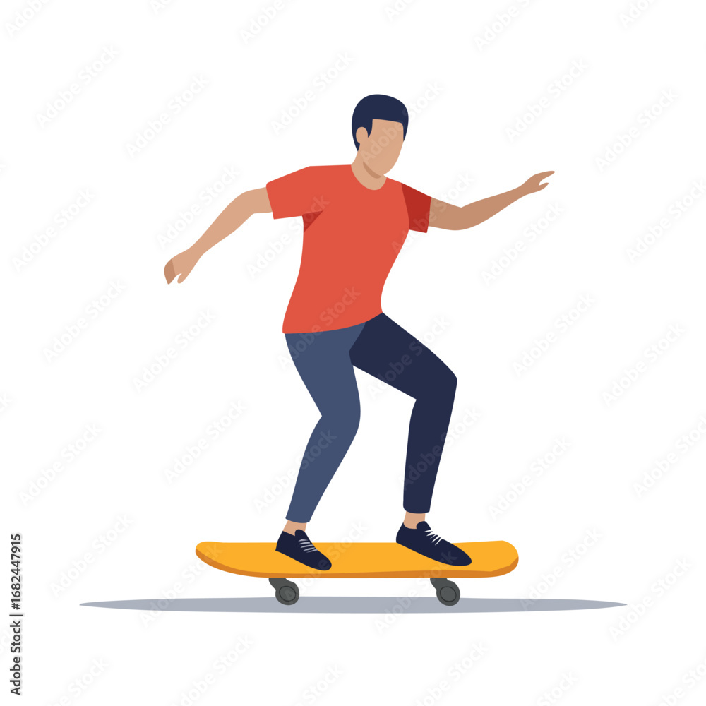 Fototapeta premium Young Man Skateboarding, Casual Style