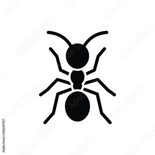 Simple Black Ant Icon Illustration, on White Background, Insect Concept