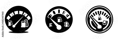 Modern Minimalist Fuel Gauge Icon, Flat Silhouette of a Gas Level Indicator Vector for Automotive Illustration Design