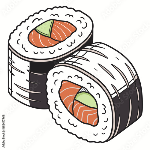 Salmon avocado sushi rolls rice nori