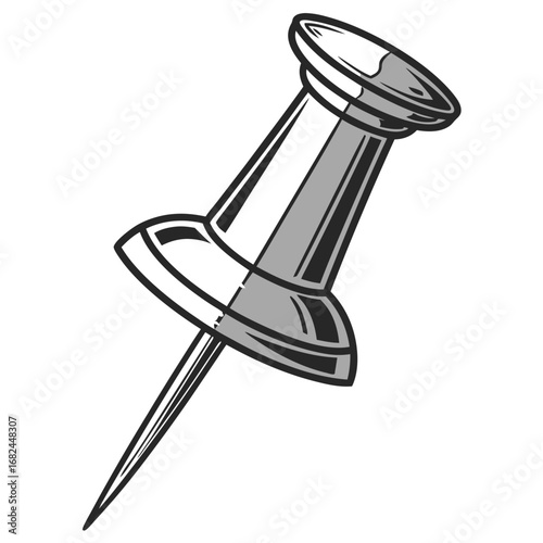 Silver pushpin graphic thumbtack office supply