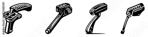 Modern Minimalist Kick Starter Icon, Flat Silhouette of a Motorcycle Engine Component Vector for Automotive Illustration Design