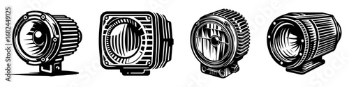 Modern Minimalist Fog Light Icon, Flat Silhouette of an Automotive Lighting Component Vector for Vehicle Illustration Design