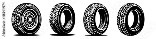 Modern Minimalist Tire Icon, Flat Silhouette of an Automotive Wheel Component Vector for Vehicle Illustration Design