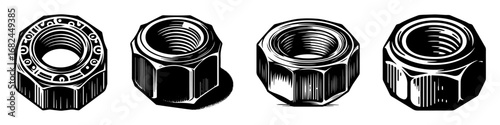 Modern Minimalist Nuts Icon, Flat Silhouette of a Fastening Component Vector for Industrial Illustration Design