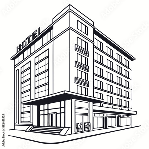 Tall building with many windows and balconies hotel