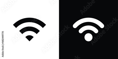 Wifi Signal Icon in Black and White Divided Background, Simple Design, Wireless Technology