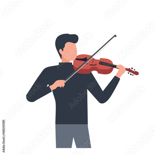 Man Playing Violin: Simple Flat Design