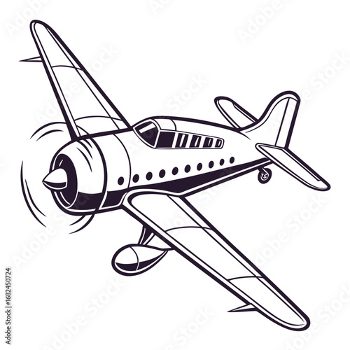 Vintage propeller aircraft in flight airplane retro