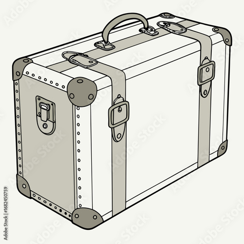 Vintage suitcase with straps and buckles luggage travel