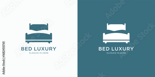 Bedroom icon,  Mattress symbol, Bedroom furniture vector logo design inspiration 