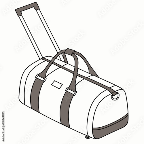 White duffel bag with grey accents and wheels travel bag