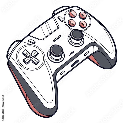 White gaming controller with coral accents video game