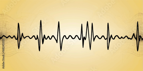 A colorful abstract vector illustration of a heartbeat on a health monitor, showing a pulse graph with lines and waves