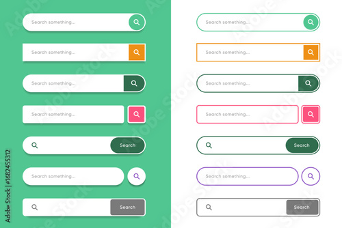 Search Bar with suggestions for UI UX design and web site. Search Address and navigation bar icon. Collection of search form templates for websites. Search engine web browser window template