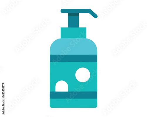 Blue Pump Bottle with White Circles, Clean and Simple Design