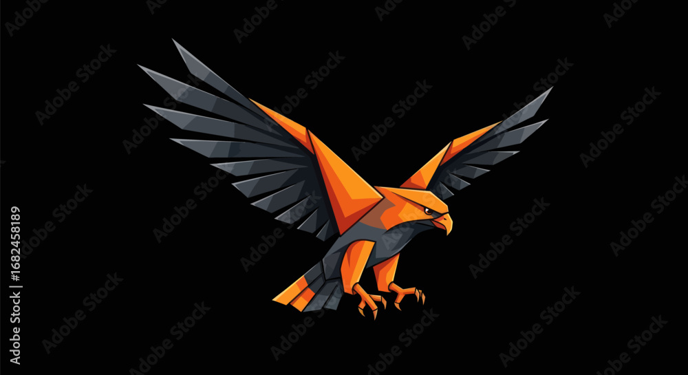 Obraz premium Majestic Geometric Eagle in Flight with Spread Wings.