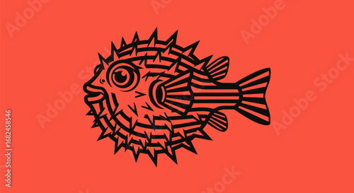 Pufferfish illustration with a unique and stylized design.