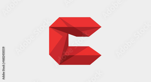 Red geometric letter C logo design with sharp angles and modern aesthetic.