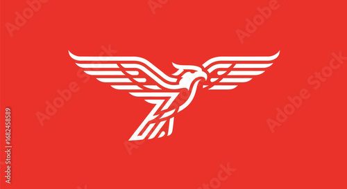 Stylized Phoenix Bird Logo Design with Spread Wings.