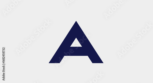 Bold capital letter A in dark blue a fundamental element of the alphabet.