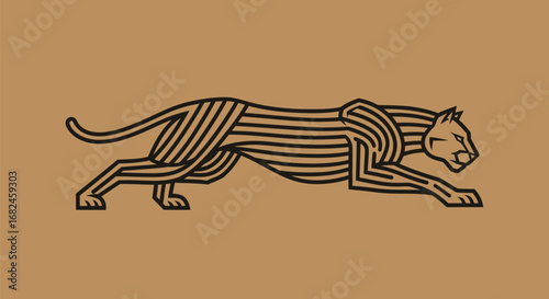 Stylized Panther Illustration with Horizontal Stripes.