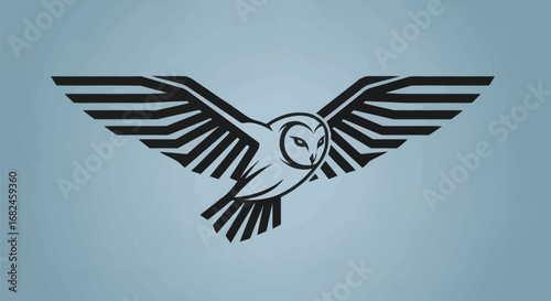Stylized Barn Owl in Flight Minimalist Design.