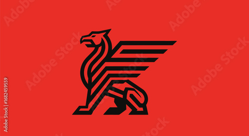 Stylized Griffin Logo Design with Bold Lines.