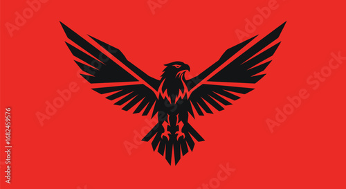 Black eagle with spread wings a powerful and striking symbol of freedom and strength.