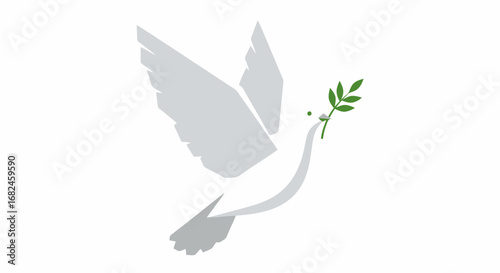 Dove Symbolizing Peace and Hope with Olive Branch, Representing Harmony and Reconciliation for Graphic Design and Awareness Campaigns