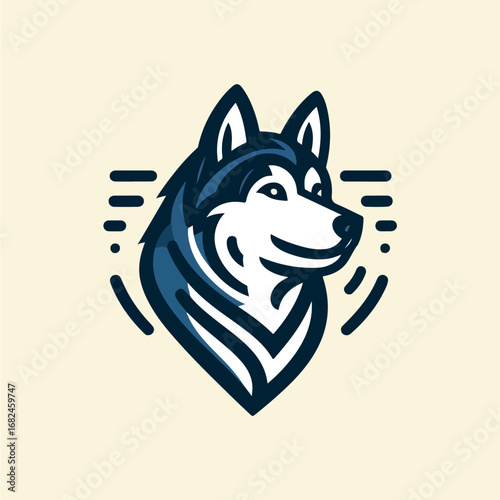 Husky dog head logo design. Simple and clean illustration.