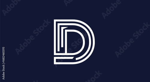 Stylized Letter D Logo Design with Multiple Outlines.