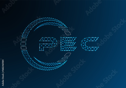 PEC low poly letter logo vector design. PEC lower poly logo design. Low poly logo.