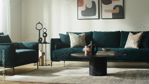 Modern teal living room