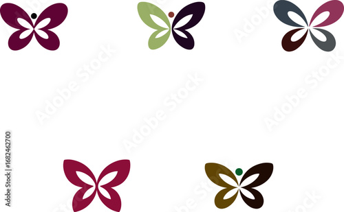 Stylized butterfly logos abstract symbol