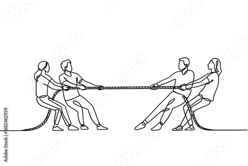 Teams compete in a tug of war drawing