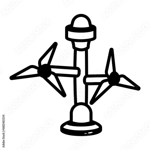 A doodle style icon showing water turbine
