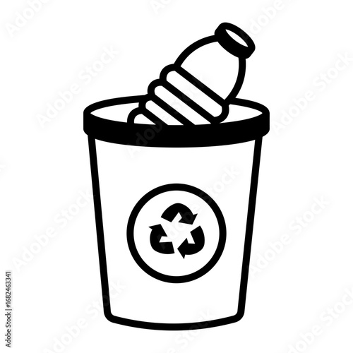 A hand drawn style icon showing recycle plastic

