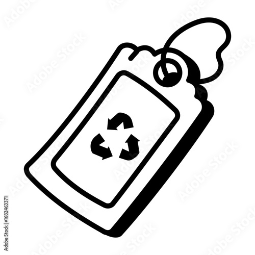 A doodle style icon showing recycle tag
