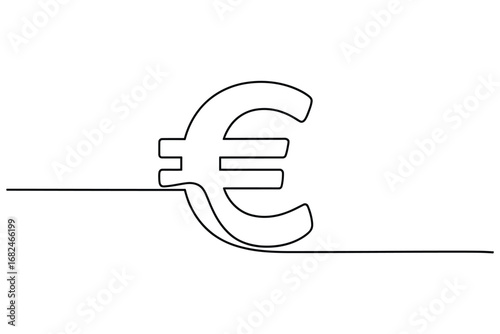 Minimalist single line drawing of the euro symbol