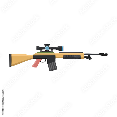 Classic Wooden Stock Hunting and Sniper Rifle with Scope - AI Generated