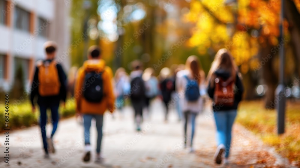 © CStock - A vibrant scene of students walking on a path surrounded by autumn foliage, embodying the essence of campus life. © CStock - A vibrant scene of students walking on a path surrounded by autumn foliage, embodying the essence of campus life.